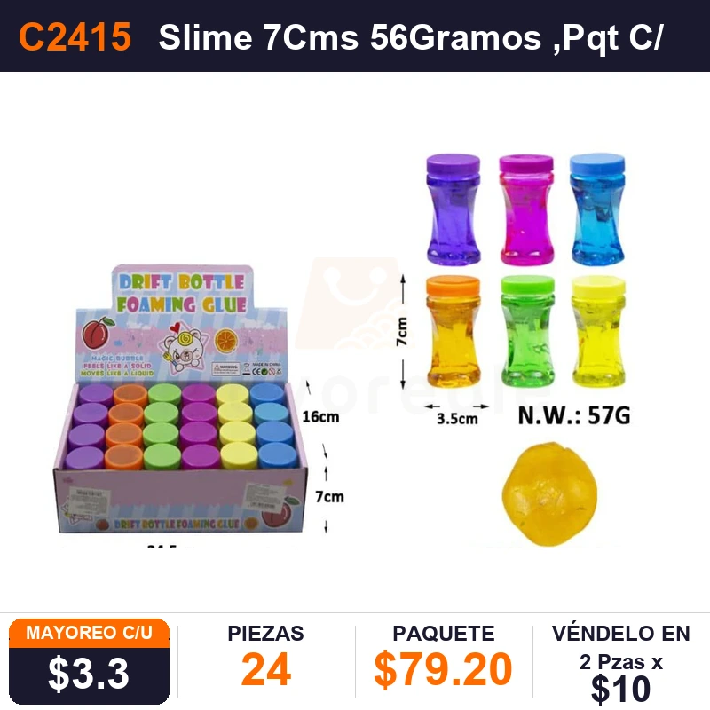 Slime 7Cms 56 Gramos - Pack x24