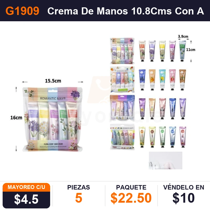 Crema De Manos 10.8Cms Con Aroma - Pack x5