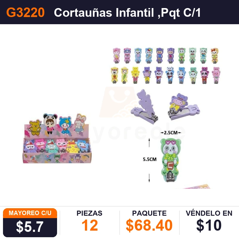 Cortauñas Infantil - Pack x12