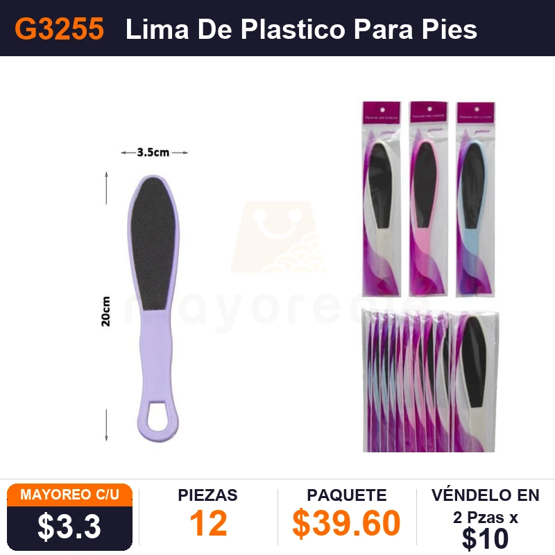 Lima De Plastico Para Pies , Pqts C - Pack x12