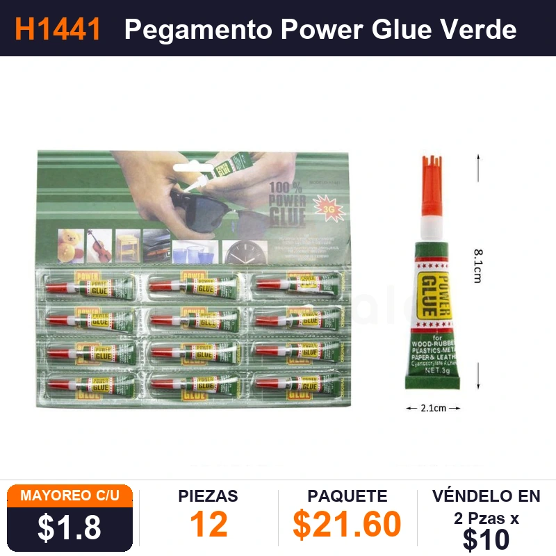 Pegamento Power Glue Verde - Pack x12