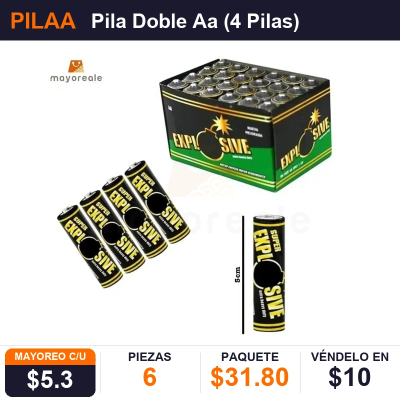 Pila Doble AA (4 Pilas) - Pack x6